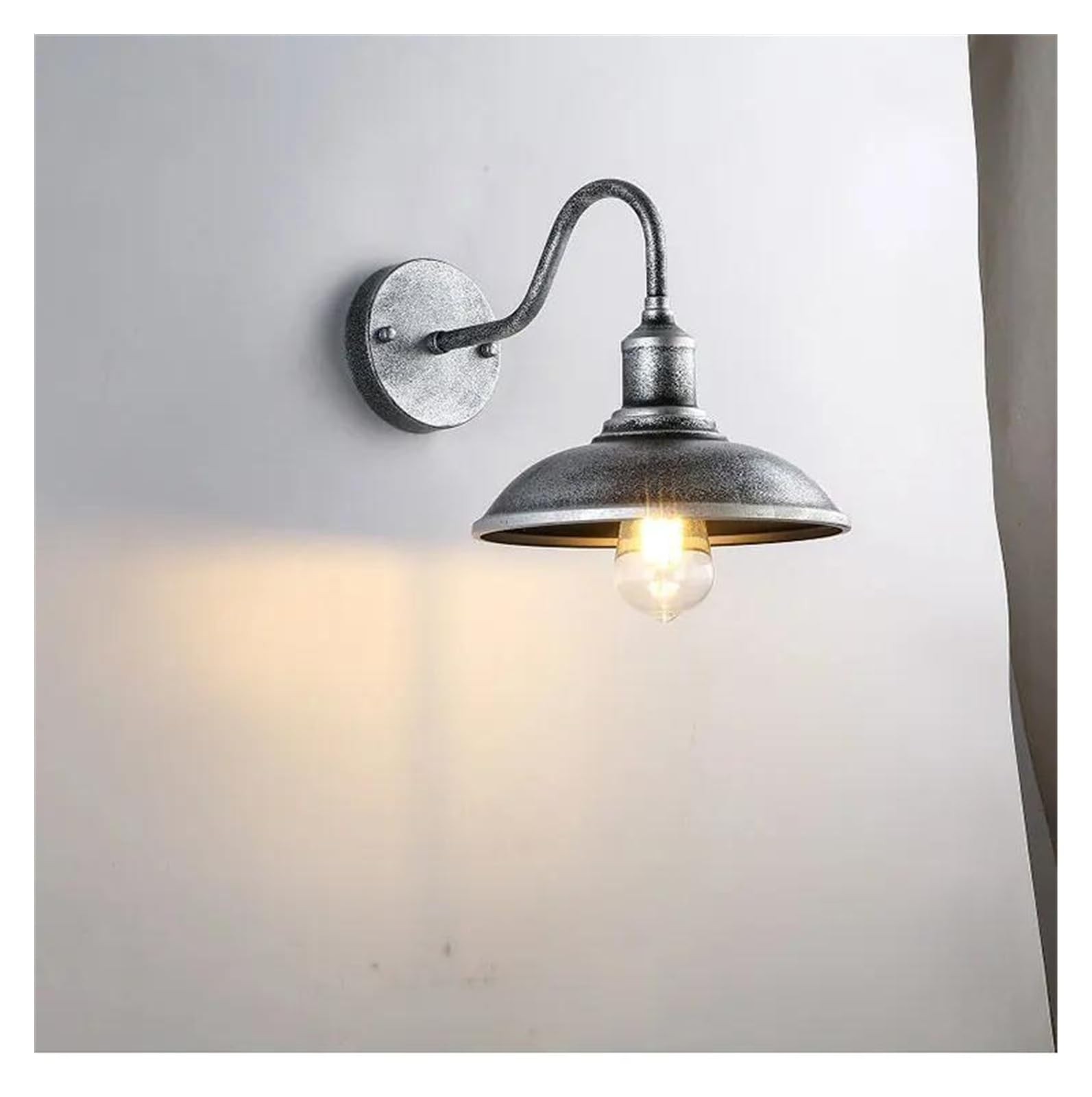 ZTCHSENZT Wall Sconces, Loft V-intage Lights Waterproof Outdoor Retro Balcony Terrace Porch Courtyard Garden Light Bedside Bedroom Lamp,Silver-B