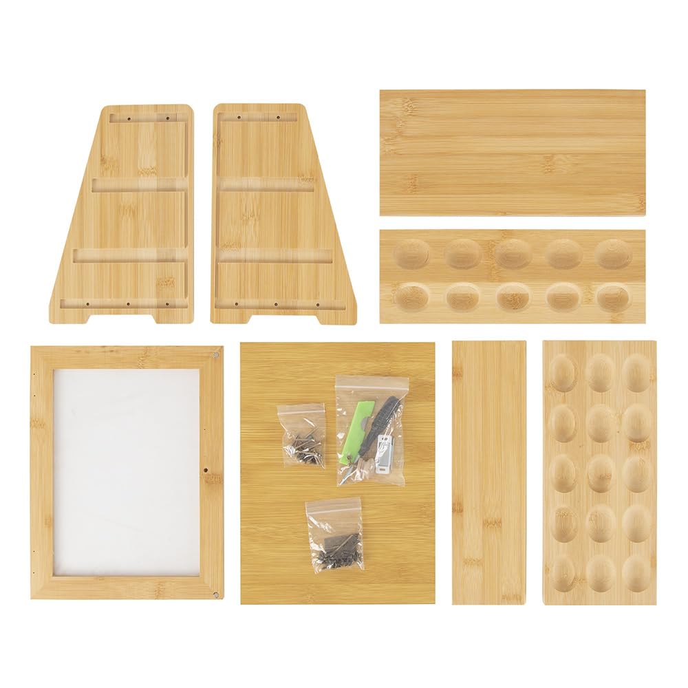 Soporte para huevos de bambú, organizador apilable de encimera de cocina con capacidad para 25 huevos, estante de almacenamiento de huevos de madera natural para refrigerador o encimera