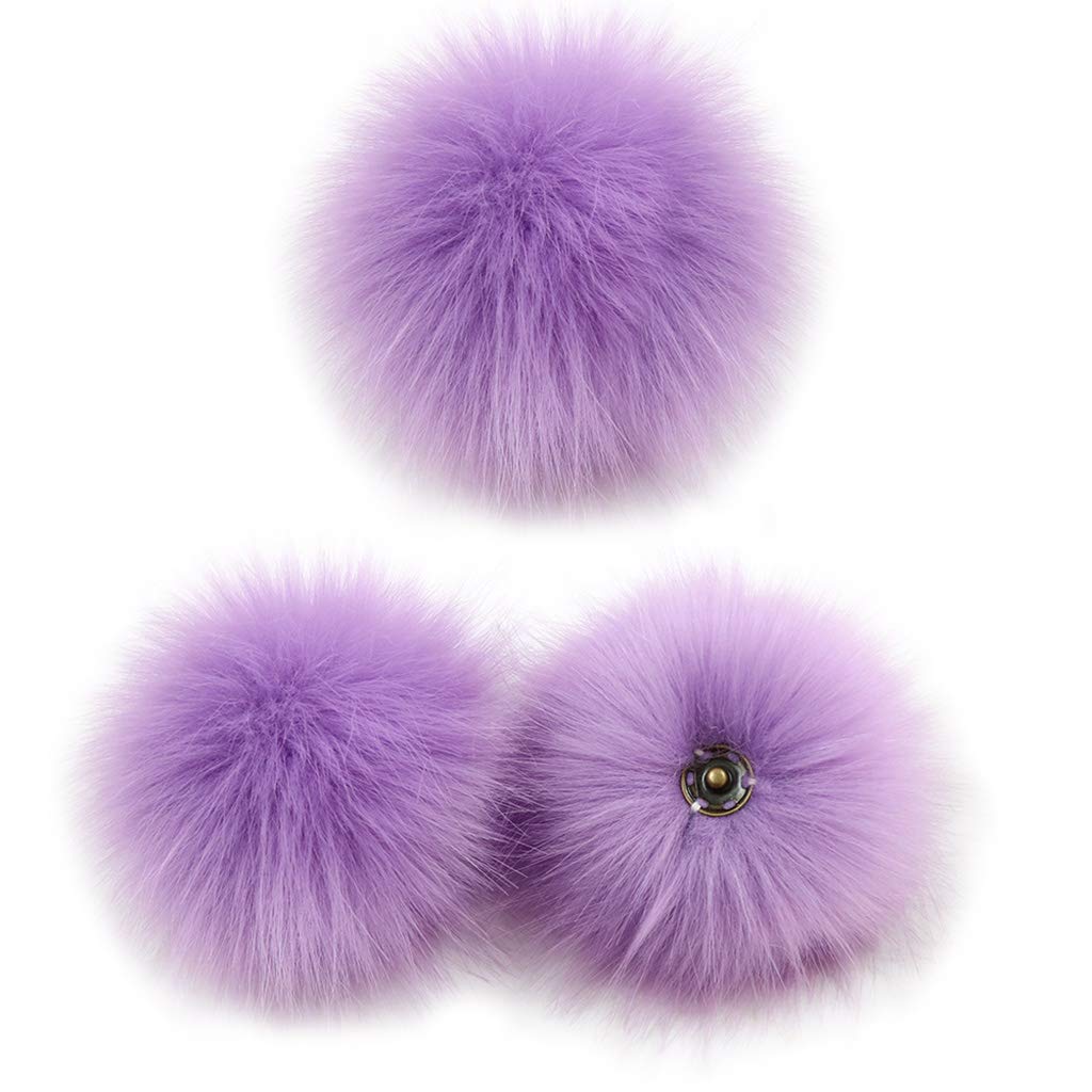 goodluxx 3pieces 10cm DIY Colorful Furry Pom Pom Ball with Press Button for Hat Shoes Scarf Pompom Ball O#