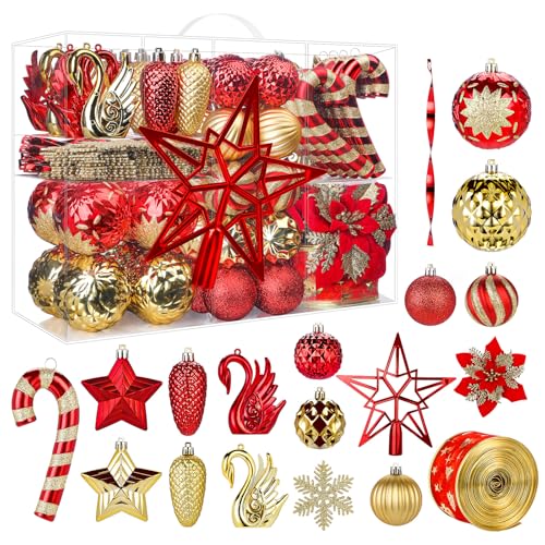 Alupssuc 128 Teiliges Weihnachtskugel-Ornament-Set, Bruchsichere...