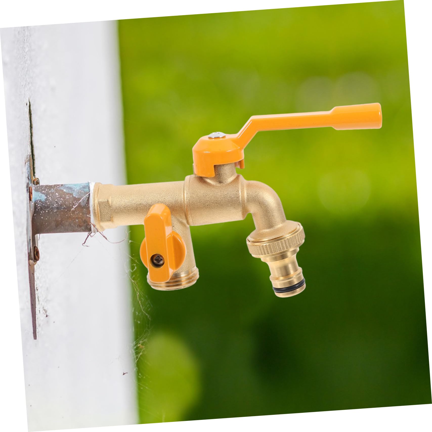 Rubinetto da Giardino in Ottone a Doppia Uscita 2 Vie con Design ad Alto Flusso e Facile Installazione per Uso Esterno e Fai da Te