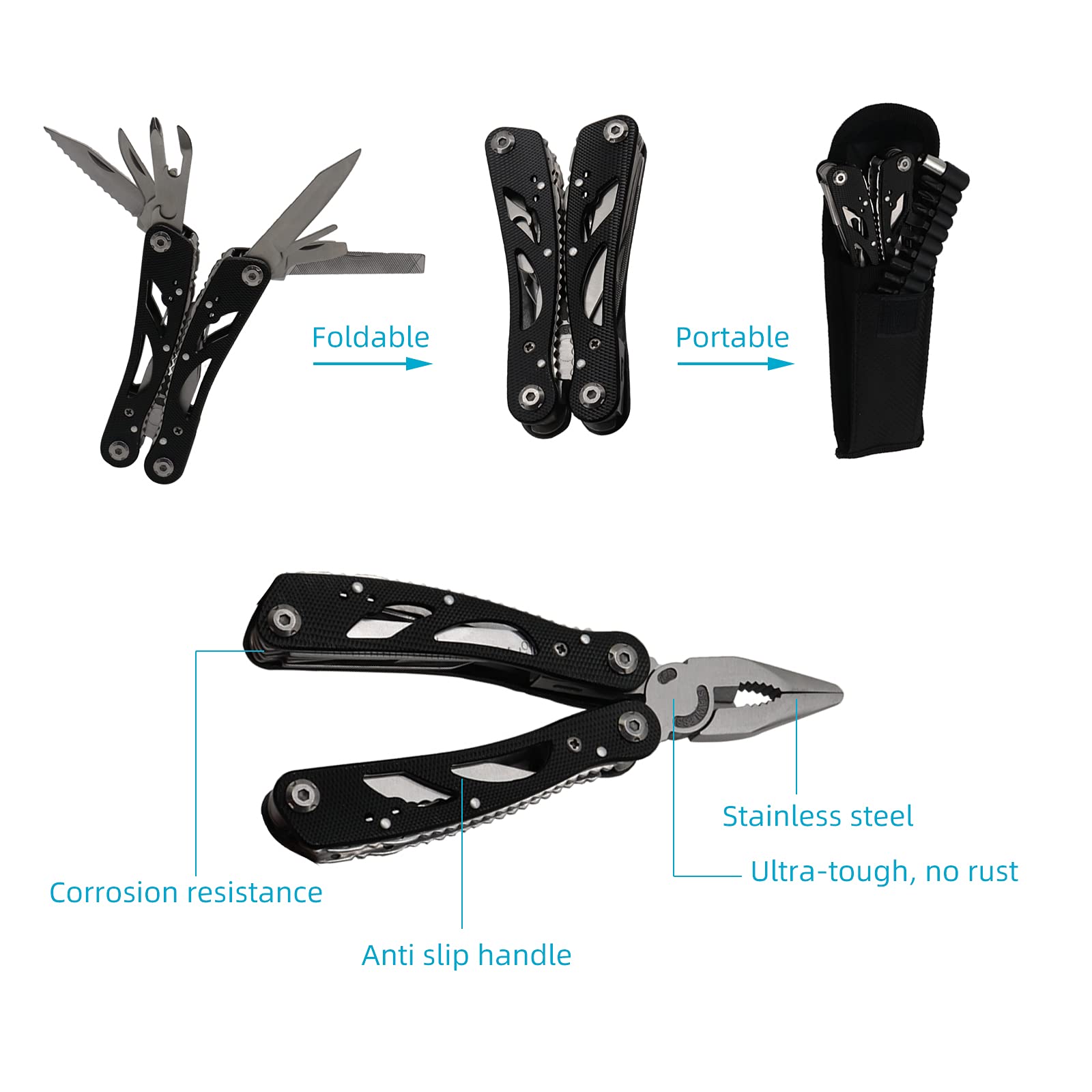 Multitool van roestvrij staal met clip | Vanaf €1,19