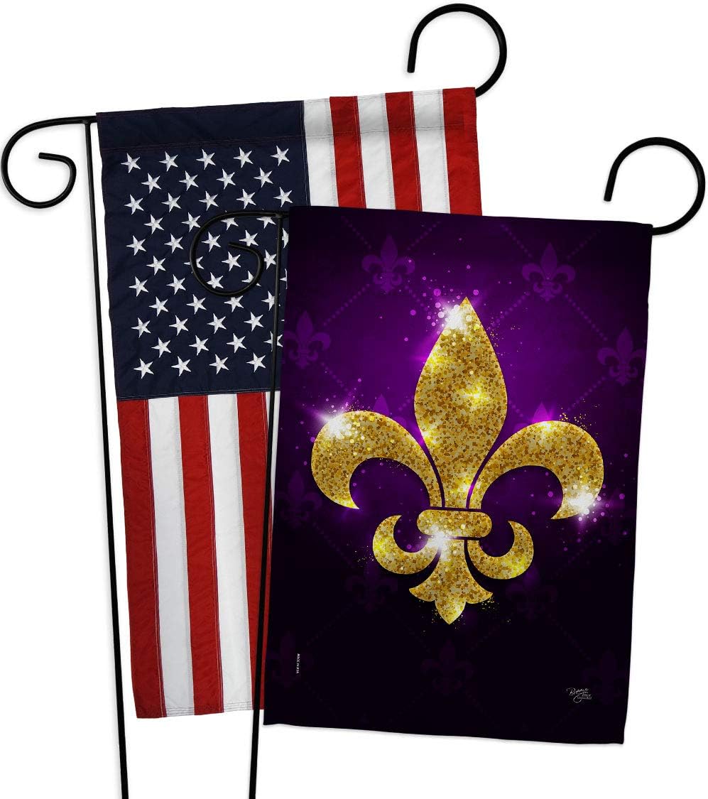 Glowing Fleur de lis Garden Flags Pack Country Living Lys Vintage Flower Lily French Party Mardi USA Applique Small Decorative Gift Yard House Banner Made In 13 X 18.5
