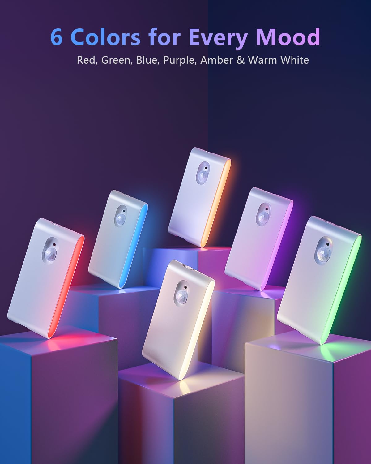 WILLED Stair Lights Indoor RGB Warm White Motion Sensor Night Light Color Changing Motion Sensor Light Indoor Rechargeable — view 4