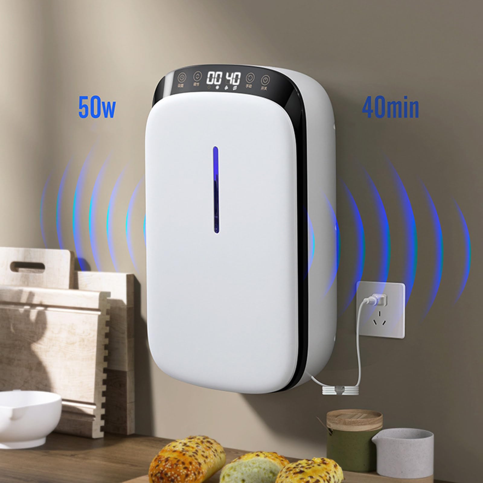 Jaula desinfectante para palillos, caja de almacenamiento de cubiertos montada en la pared con cubierta, secador de aire a prueba de polvo, dispositivo de cocina doméstico con luz UV,B