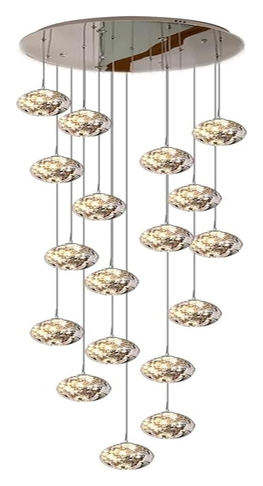 Villa żyrandol sufitowy, duży żyrandol, lampa wisząca LED na schody, idealna do wysokich sufitów, lustrzana podstawa ze stali nierdzewnej, ręcznie dmuchana szklana kula, wysokość