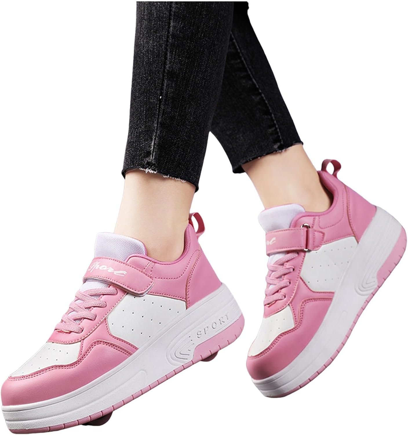IWIHMIV Kids Roller Shoes Boy Girl Sneakers with Wheels Roller Skate Shoes for Kids Roller Shoes Suitable for Outdoor Sports Sneakers