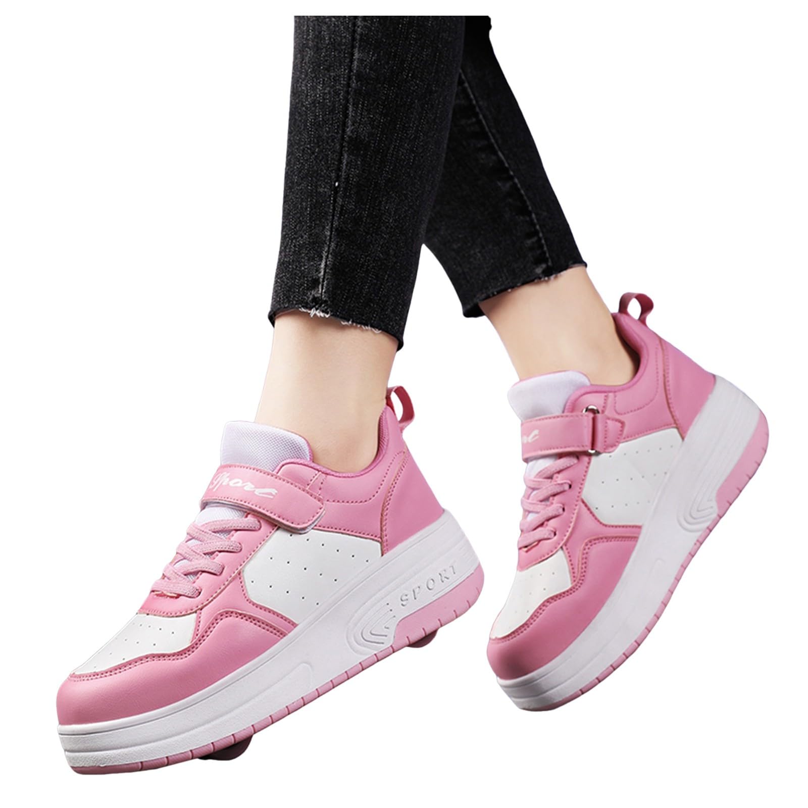 Générique Scarpa Bambino Scarpe per Bambini Suole Spesse, Solette Alla Moda con Ruote Pattinaggio Automatico Basket Ragazza