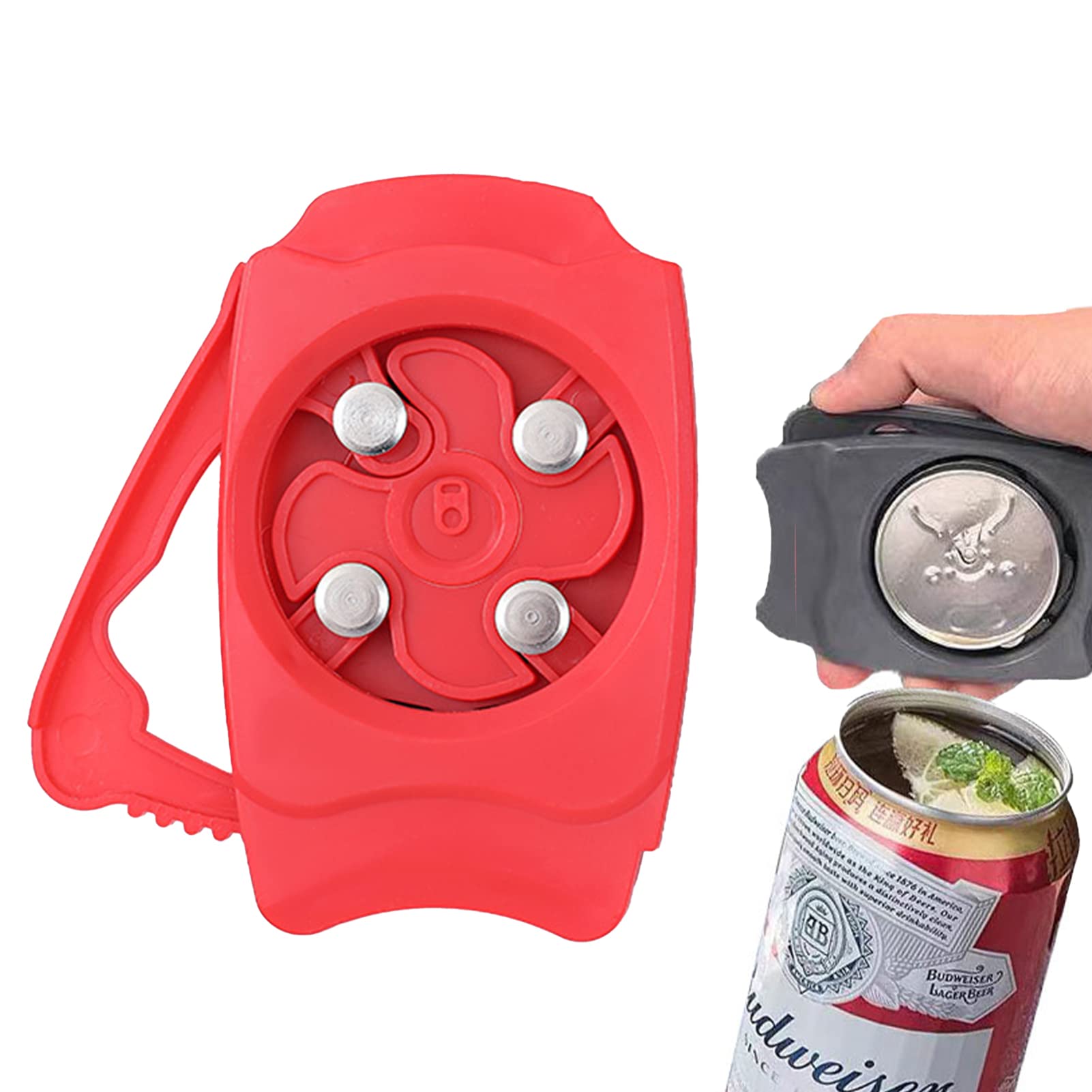 Jauhmui Beer Can Opener Beverage Simple Manual Bar Accessories Tool (Red)
