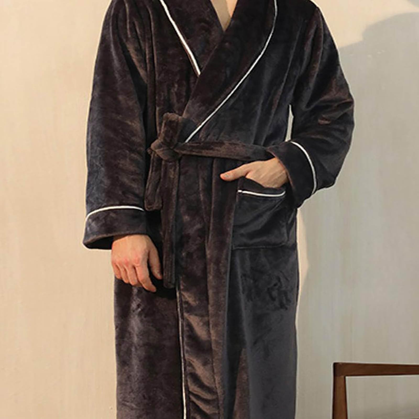 Accappatoio Uomo Spugna con Cappuccio, Accappatoio Uomo Accappatoio Uomo Taglie Forti Puro Cotone Tinta Unita Lungo con Cappuccio E Tasche Altamente Assorbente Accappatoio da Bagno Uomo Kimono Uomo