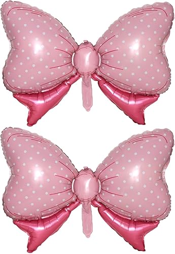Miniatura 7 de Globo de papel de aluminio con lazo de 36 pulgadas, enorme globo rosa para baby shower, boda, decoración de fiestas temáticas de niños (rosa)