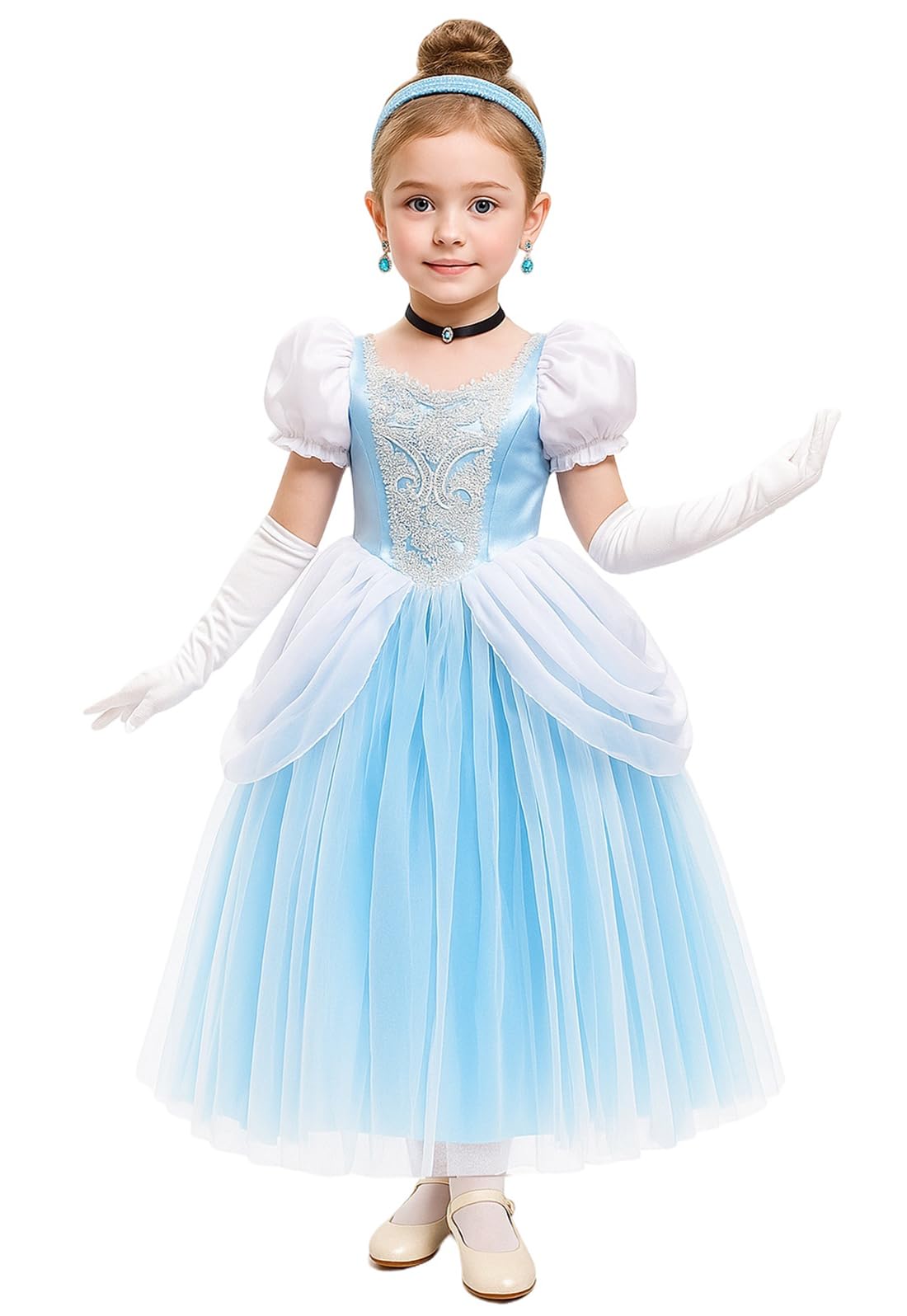 Cinderella Dress Princess Costume Halloween Party Dress up Blue Blue 4 7 years