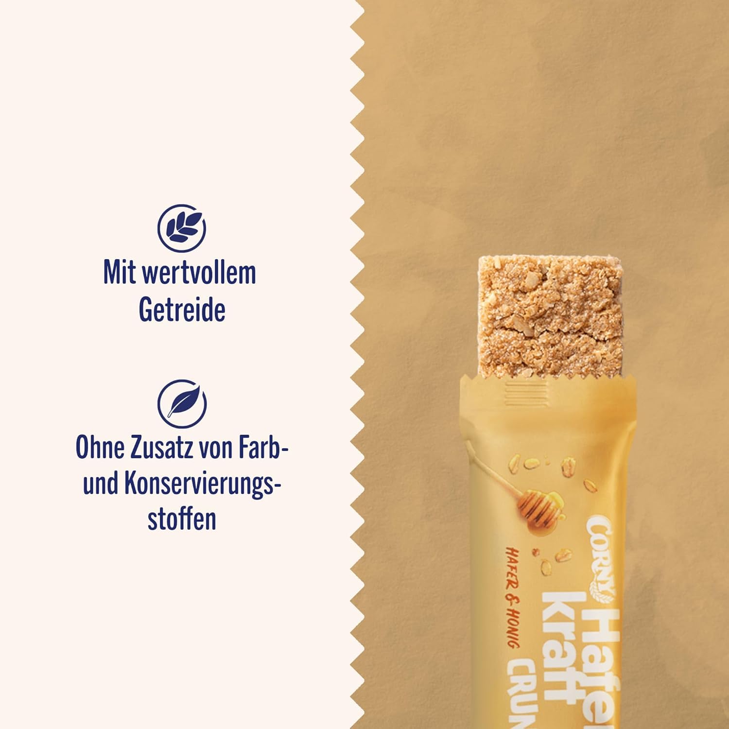 Haferriegel | Corny Haferkraft Crunch | Vollkorn Müsliriegel mit wertvollem Hafer & Honig | Energiereicher Snack für unterwegs | 27 x 40g