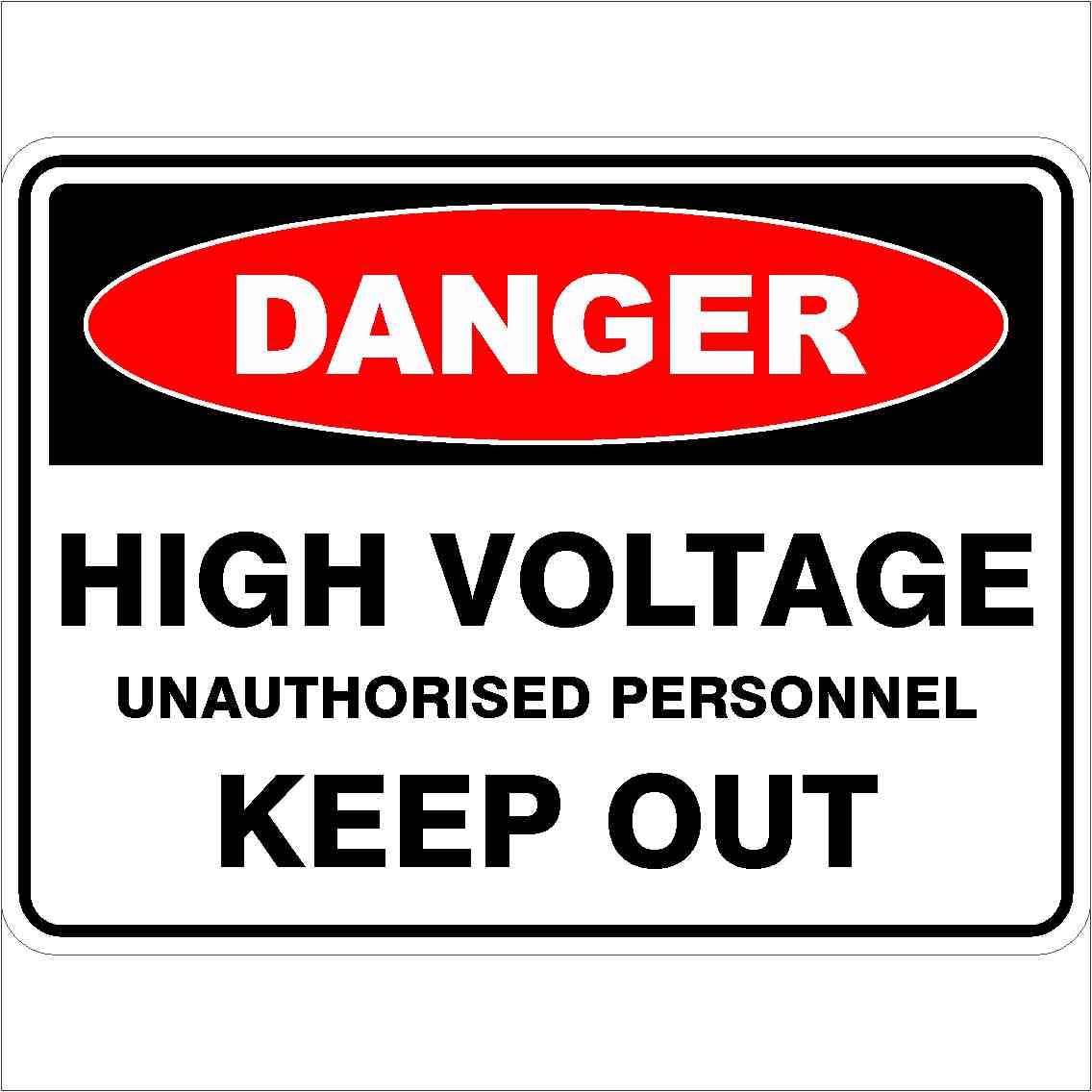 High Voltage Unauthorised Personnel Keep Out Danger Signs, 12x8 Metal Tin Sign, access ban for high voltage zones.