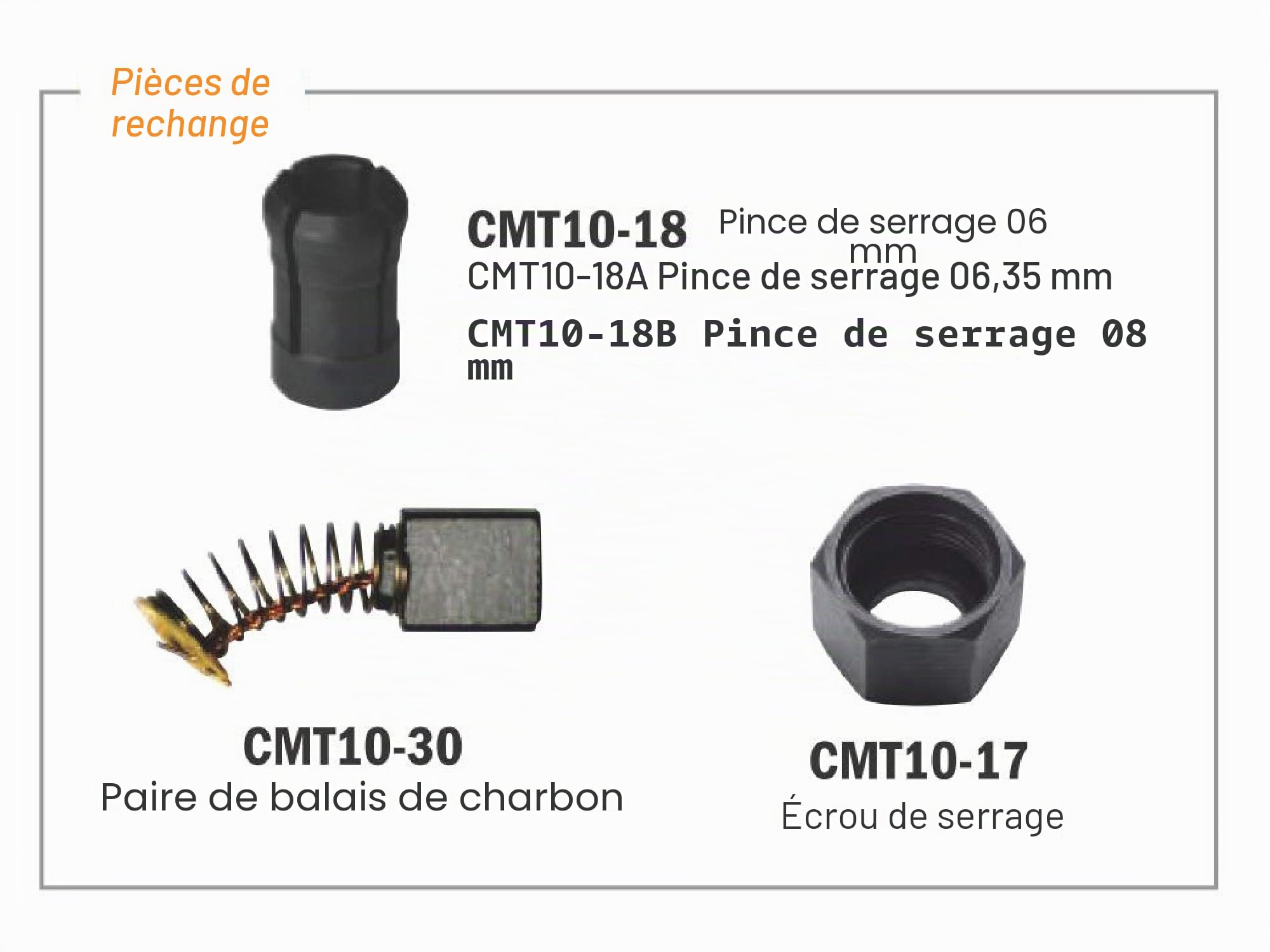 CMT Orange Tools CMT10 Fraise électronique Professionnelle pour Bords 550 W-230 V avec pinces 6/8 mm, Orange/Noir