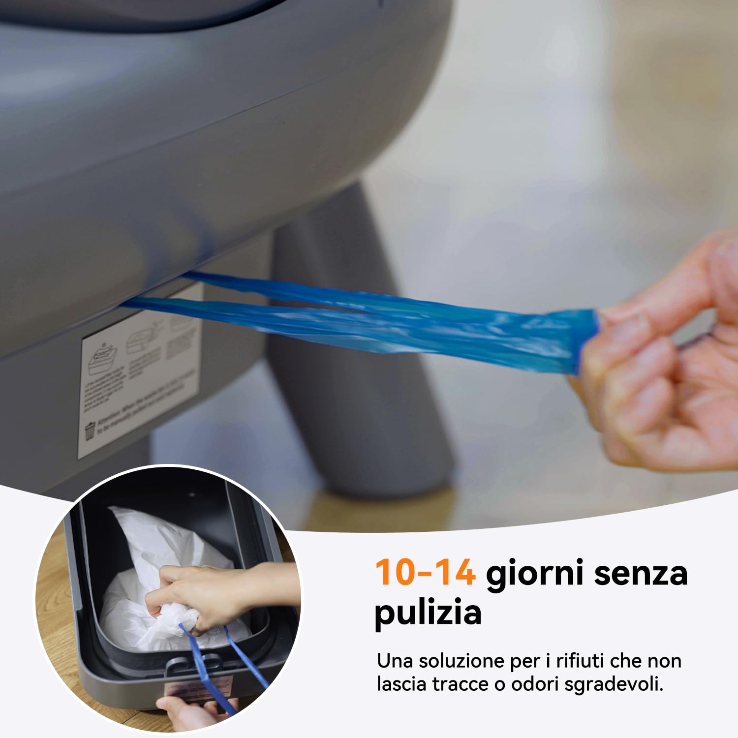 Sacchetti per Escrementi per Gatti 3 Rotoli*20, Sacchi per Lettiera Autopulente per Gatti FEELNEEDY, Ultra Resistenti, Spessi con Chiusura a Cordino