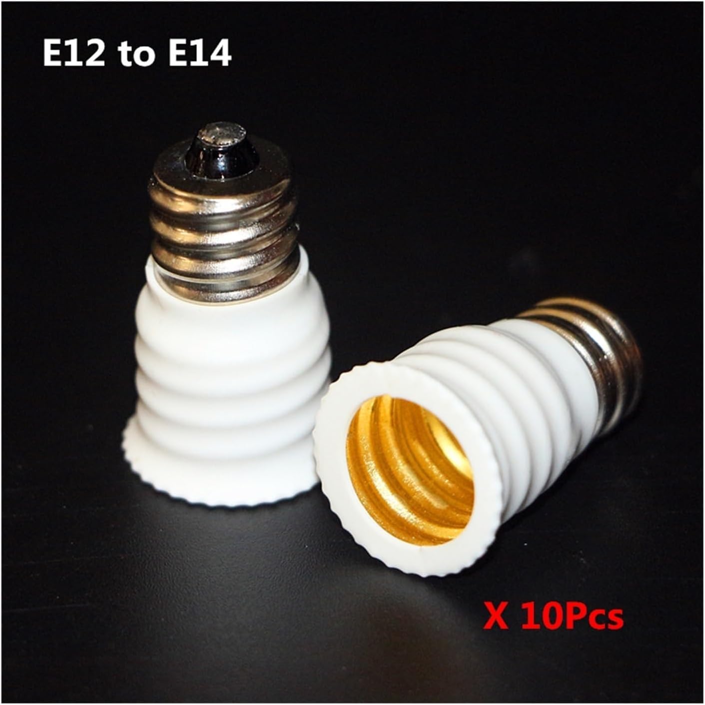 Lot de 10 Douilles De Lampe LED E12 vers E14, Couleur Blanche, en Abs Ignifuge, Adaptateur De Douille E12-e14