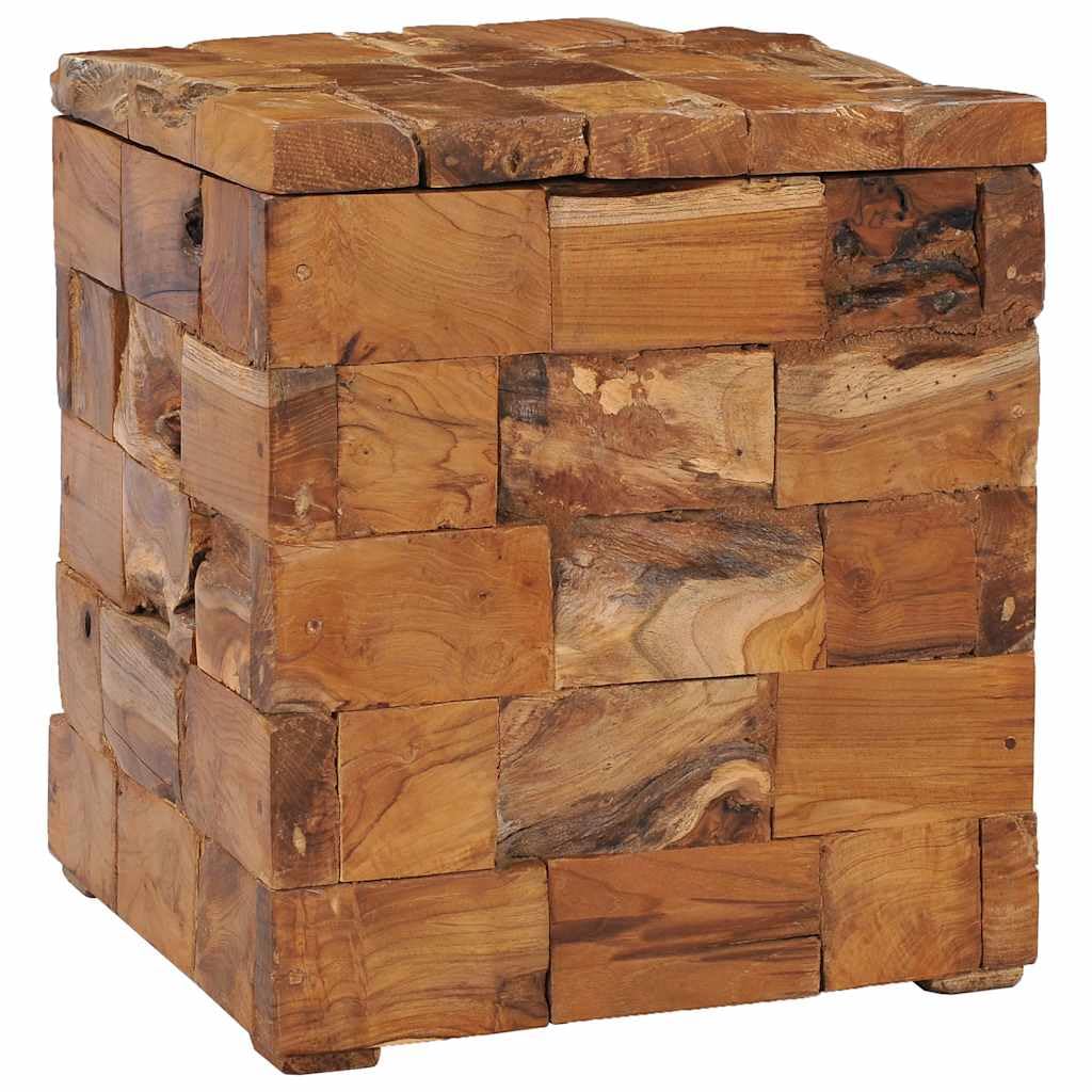 Klappbarer Teakholz Hocker mit Stauraum 40x40x45 cm stapelbar leicht tragbar für Küche Garten Balkon Camping Terrasse und Party
