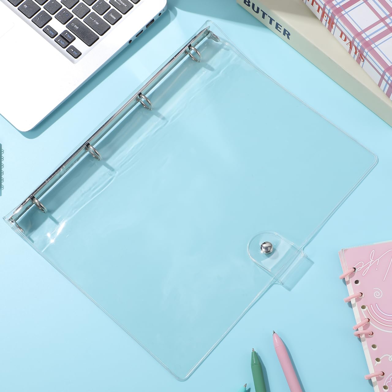 Healeved Transparentes A4 Ringbuch Notebook Cover Aus Kunststoff Mit 4 Ringen Für Büro Und Schule Notizbuch Hülle Schützt Planer Und Dokumente Einfach Zu Öffnender Ringordner Organizer