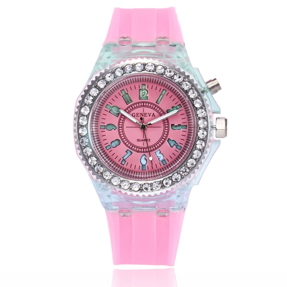 SWADESI STUFF Silicone Led Luminous Colorful Back Lights Silicon Strap Analog Watch For Girls & Women (Pink), Multi-Color Dial, Multi-Color Band (B0B88B9C3J) Amazon Price History, Amazon Price Tracker