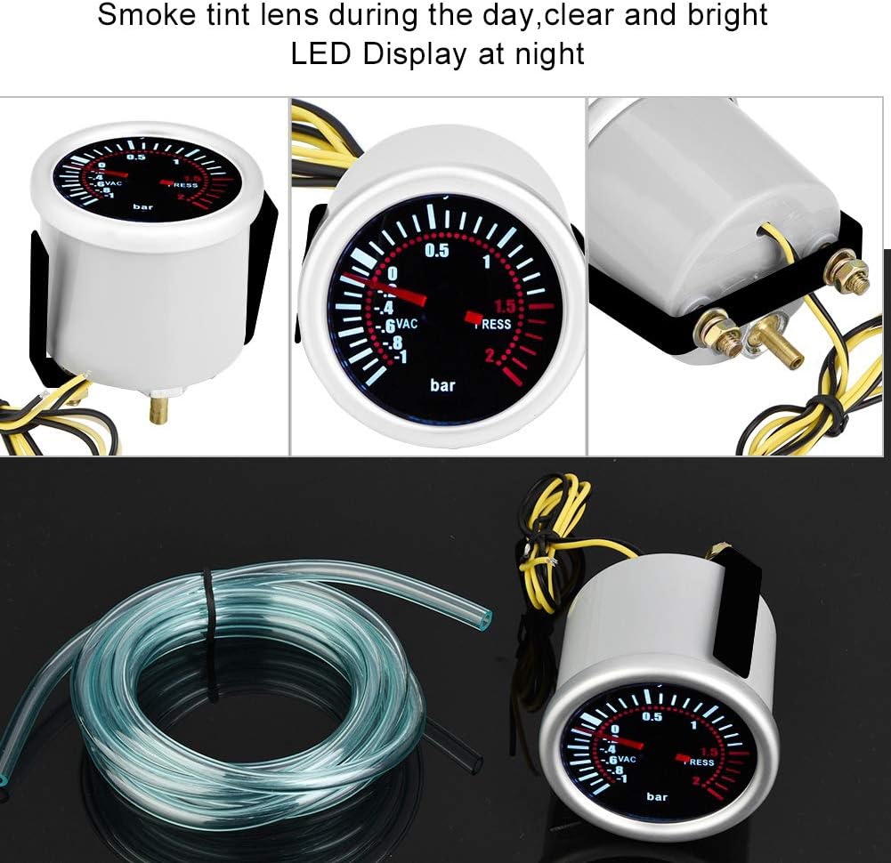 Boost Gauge Meter, Turbo Boost Gauge, LED Digital Turbo Boost Gauge, Compatible with Multiple Vehicles