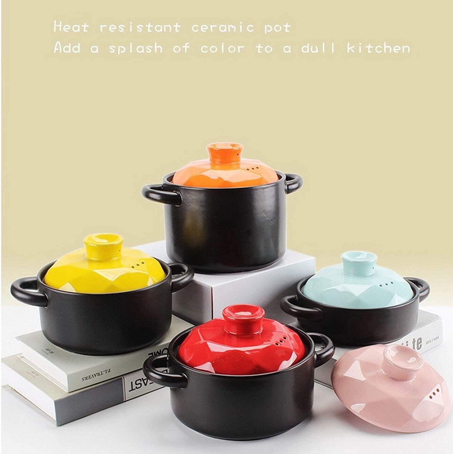 Ceramiczny garnek do gulaszu z pokrywką premium miska na parę kubek do gotowania na parze do domu kuchni leczniczych zioła ptak gniazdo tonic, nadaje się do piekarnika (Kolor: Pomarańczowy, rozmiar: 2,5 l)