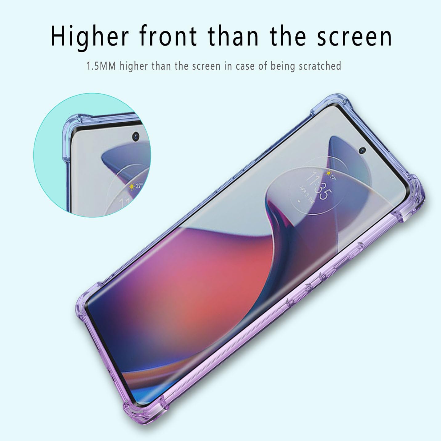 Foluu Custodia per Motorola Edge 40 Pro, trasparente, antigraffio, angoli rinforzati, in gomma, morbida, in silicone, per Motorola Edge 40 Pro 2023, trasparente