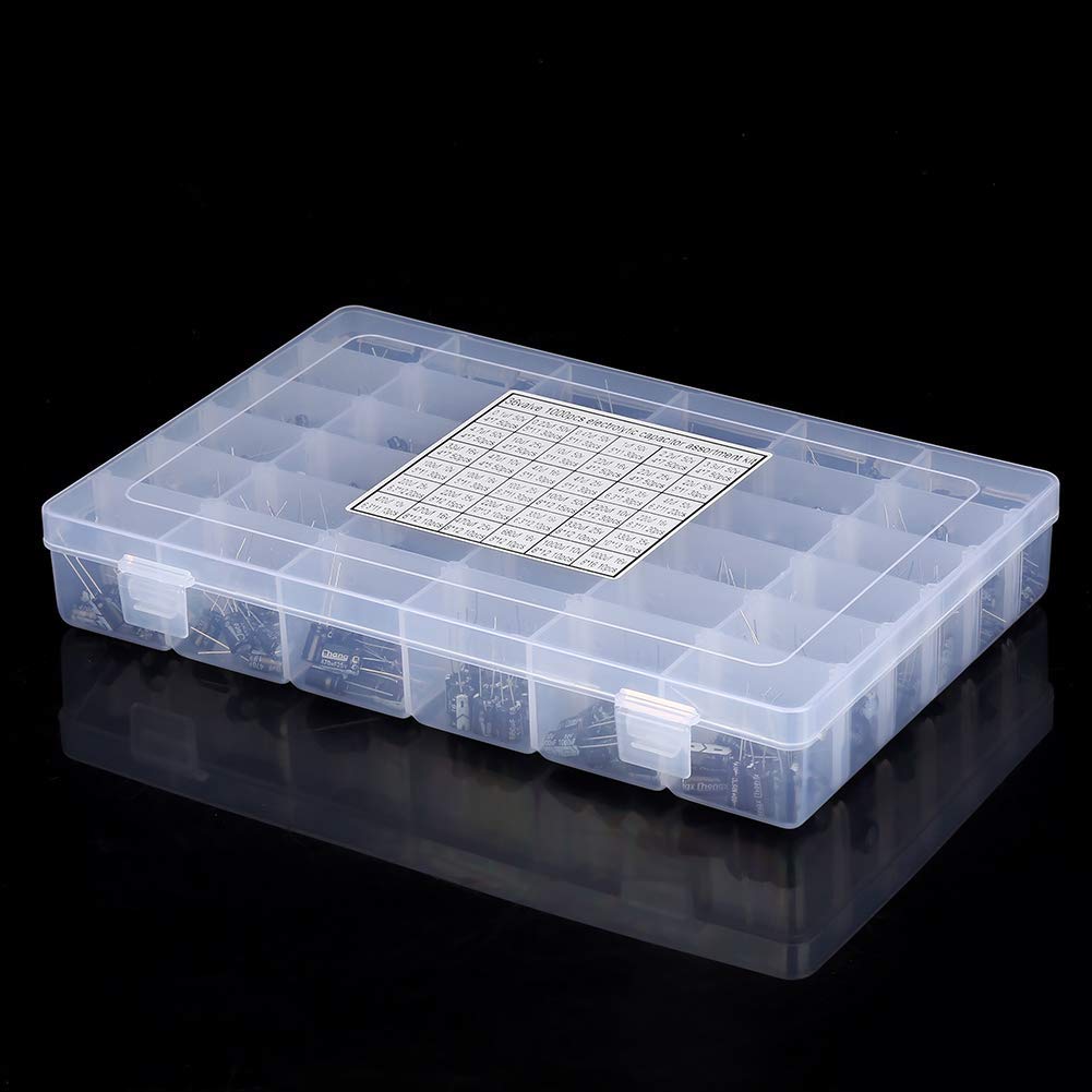 Hilitand Kit di condensatori elettrolitici Fai-da-Te Alto 990pcs Kit 36 ​​valori 10 V ~ 50 V 0,1 uF a 1000 uF