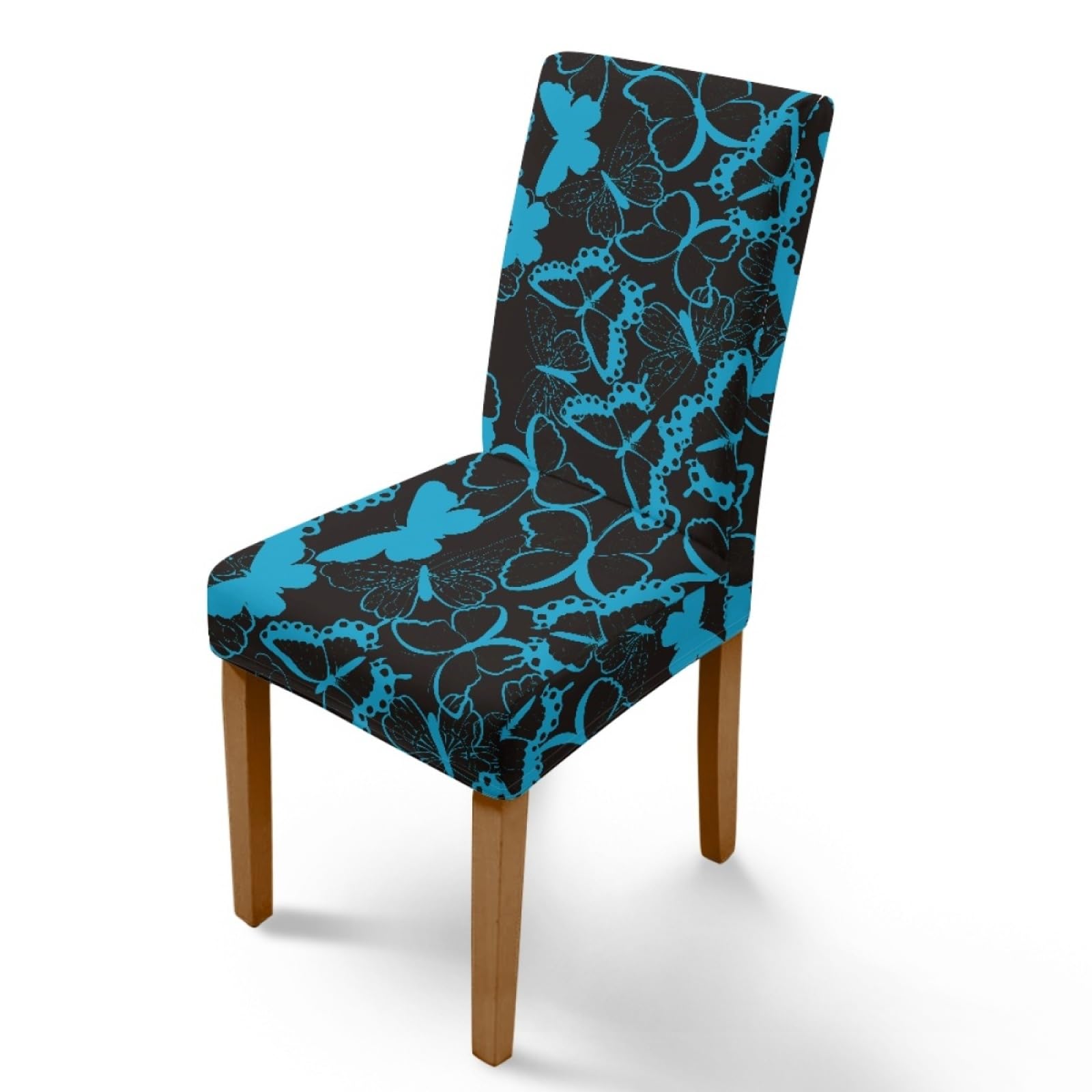 Chair Covers Blue Black Insects Dining Chair Covers for Dining Chairs 6 Stretch Spandex Washable Reusable Universal Dining Chair Cover Slipcovers Removable Protector for Kitchen, Party, Home Decor