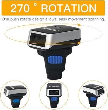Sumicor バーコードスキャナー 2D Bluetooth ワイヤレスリングバーコードスキャナー ポータブル ウェアラブルミニ1D & 2Dフィンガーバーコードリーダー Windows Mac OS iOS Android 2Dに対応