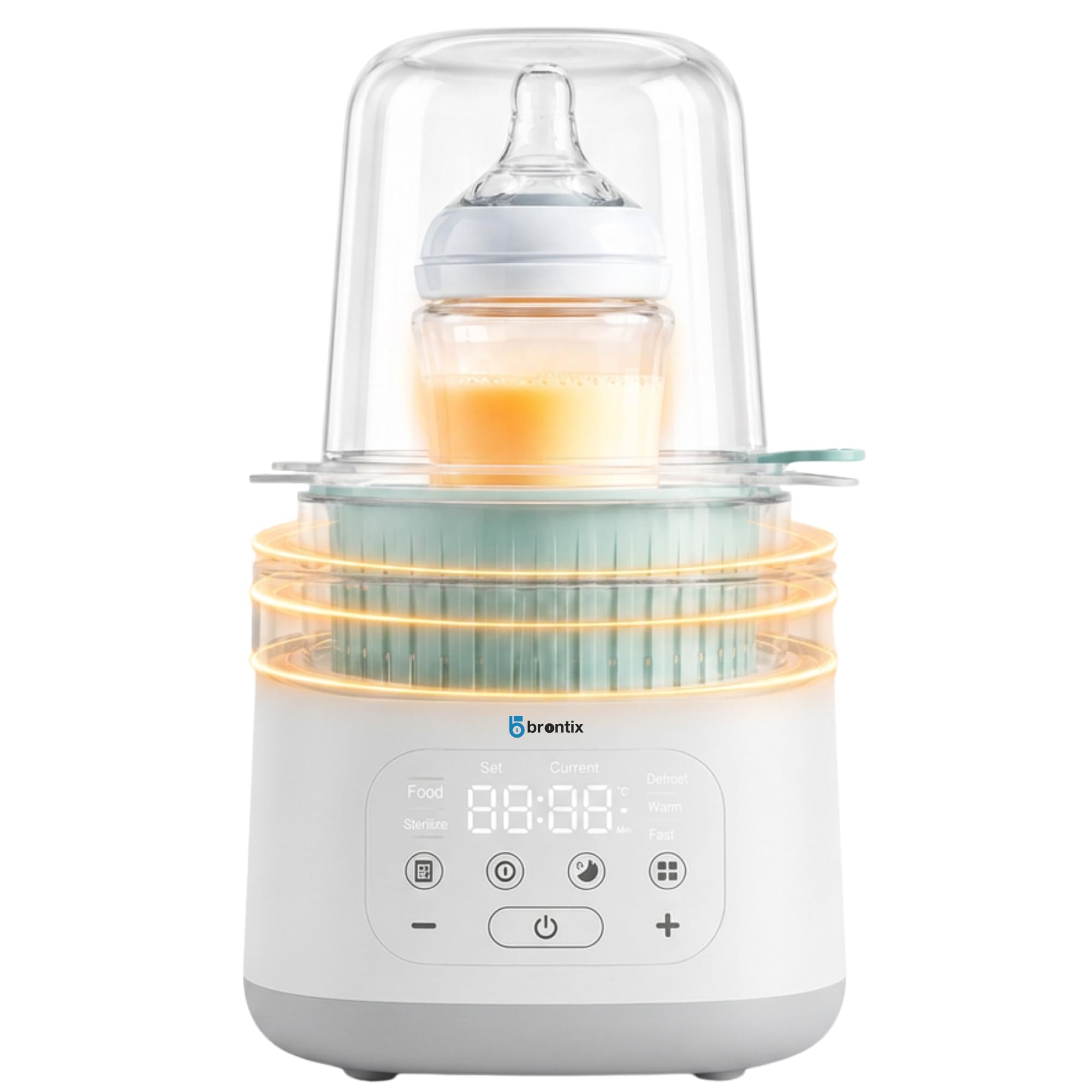 Brontix Baby Bottle Warmer & Sterilizer for Breast Milk & Formula Feeding Bottles | 400W Fast Heating | Food Heater with Smart Timer, Night Light, Volume Control & Removable Easy Clean Container-picture-18