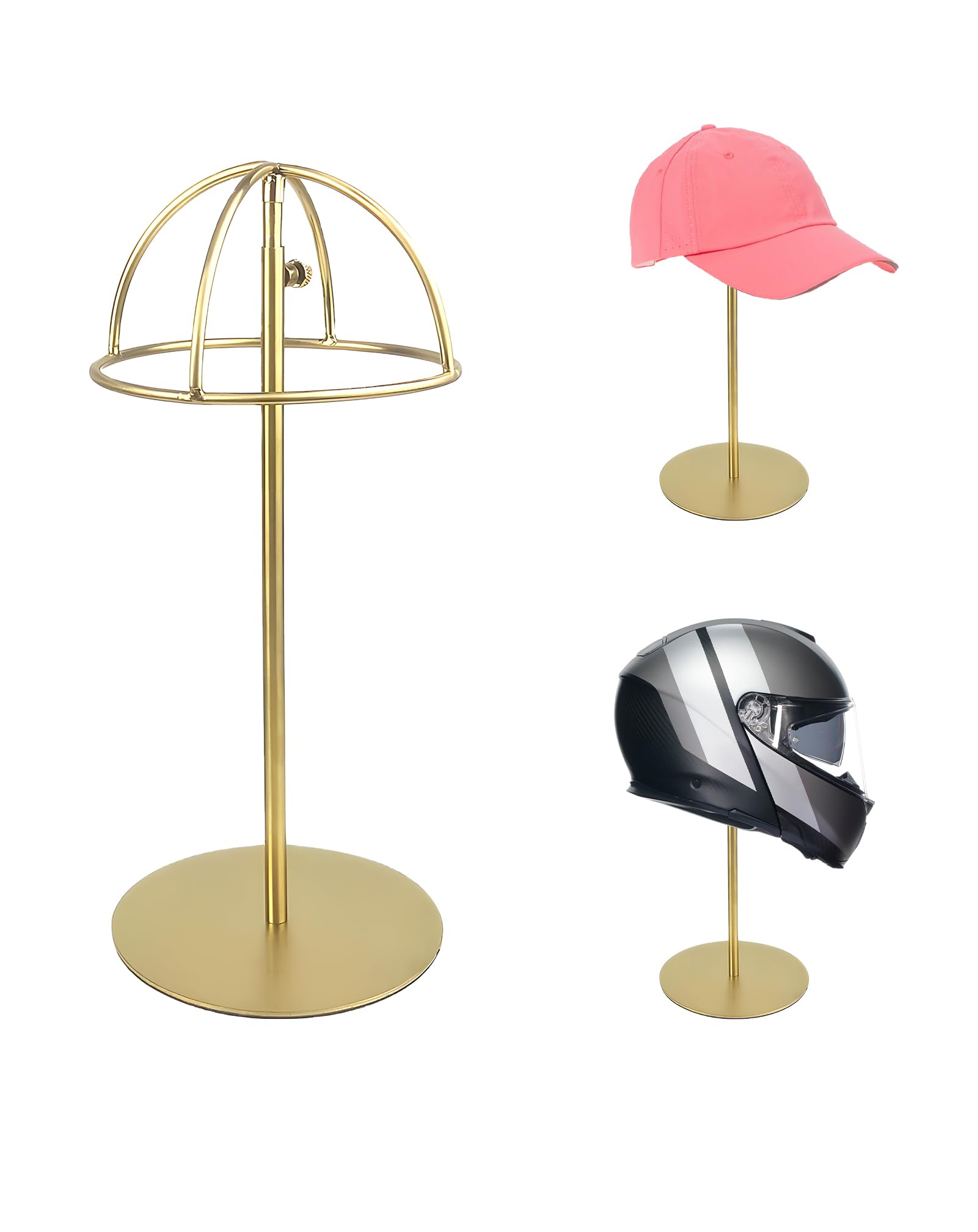 Présentoir acier inoxydable CHADWICK support de chapeau doré réglable pour rangement chapeau