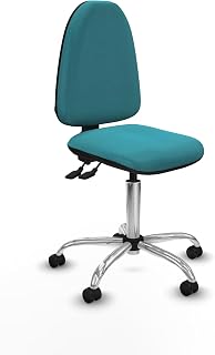 Piqueras y Crespo - Silla Escritorio Turquesa Aýna sin Brazos. Equipado con Contacto Permanente de Doble Maneta y Espuma de Corte. con Ruedas Autofrenantes. Turquesa
