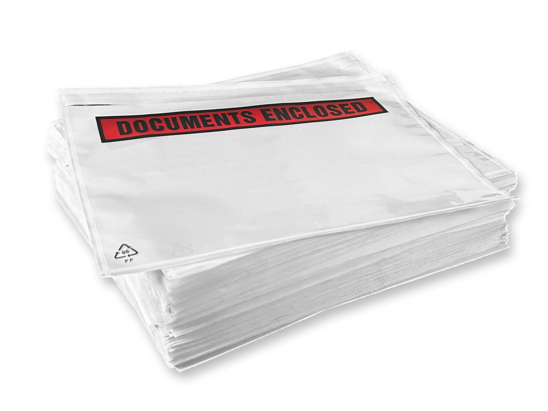 Selbstklebende Lieferscheintaschen A5 mit Aufdruck "Documents Enclosed" - 225x165mm - 1000 Stuck - Transparent -Wasser- und Reißfest