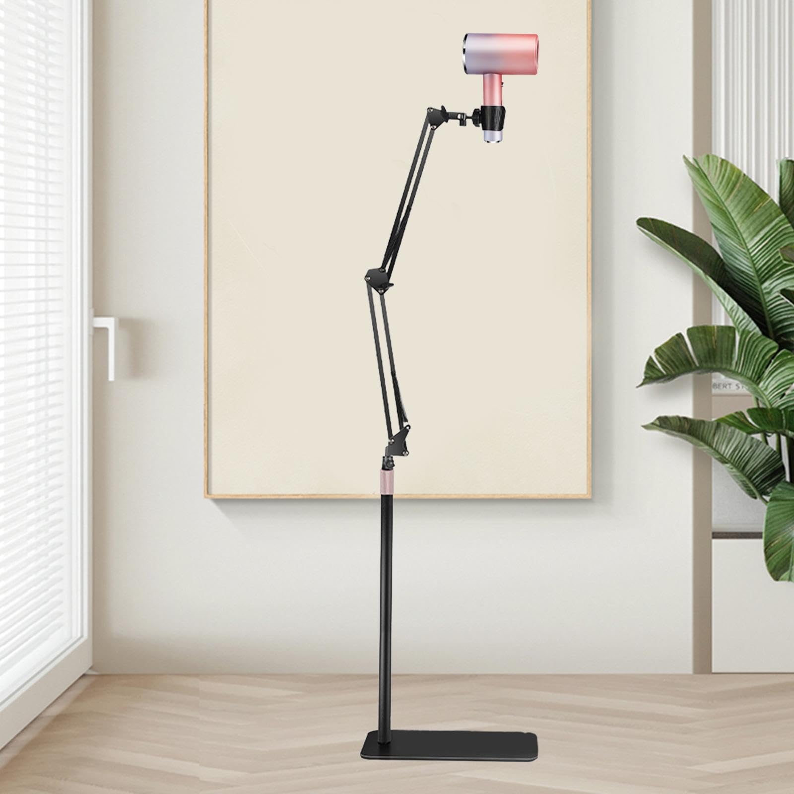 Generic Hair Dryer Stand Holder Rack Styling Tool Flexible Compact Bracket Adjustable Height for Pet Grooming Bathroom Groomers Tools, Black