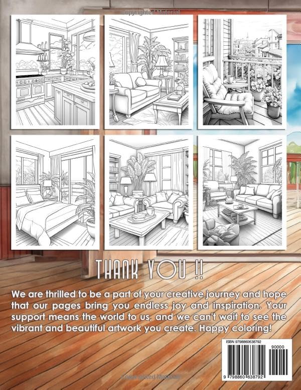 Interior Design Coloring Book: Unique & Creative Room Illustrations, Awesome Decorated Rooms for Relaxation and Special Gifts for Adults. image 3