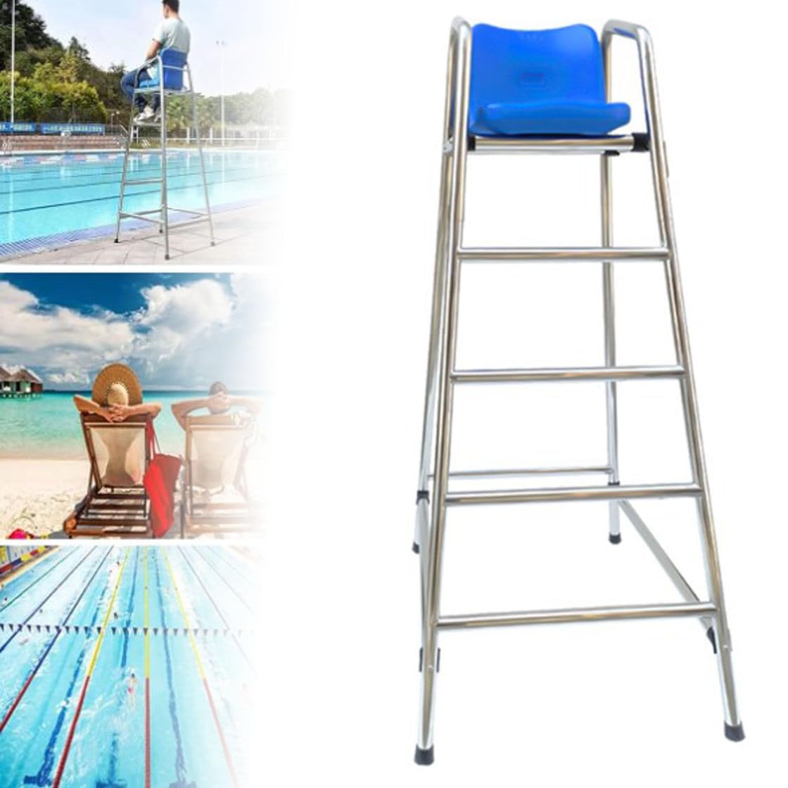 Chaises de Sauveteur de 120 cm/150 cm/180 cm de Haut pour l'extérieur, Le lac et la Plage, Tabouret de Bar Portable en Acier Inoxydable, chaises de Sauveteur de Piscine,H-180cm/70in/5.9ft