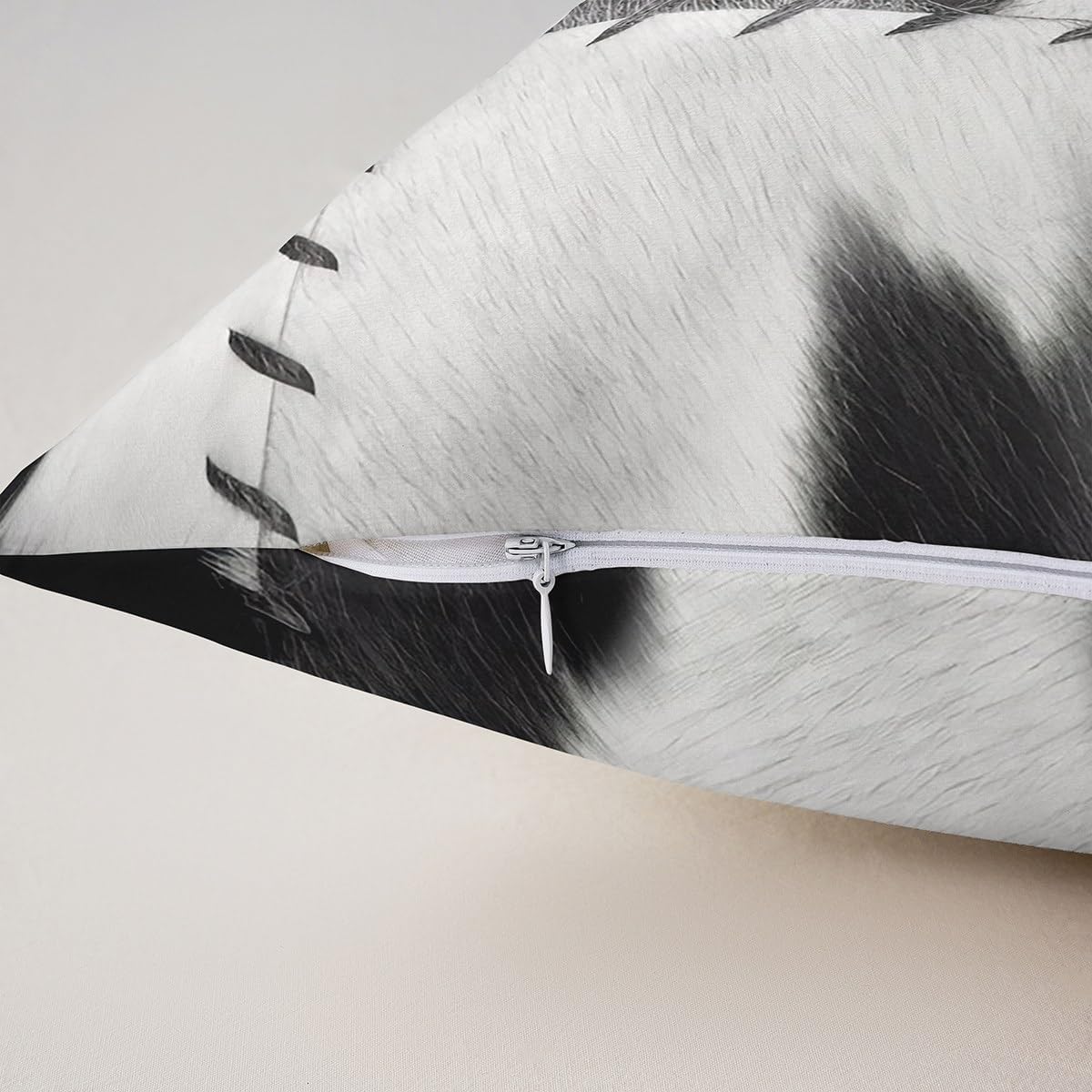 (Not Real) Cowhide Throw Pillow Cover 24x24, Patchwork Cow Fur Print Decorative Square Pillow Case for Home Bed Sofa Couch, Farm Animal Pillow Cover, Western Cowboy Farmhouse Cushion Cover, Grey White