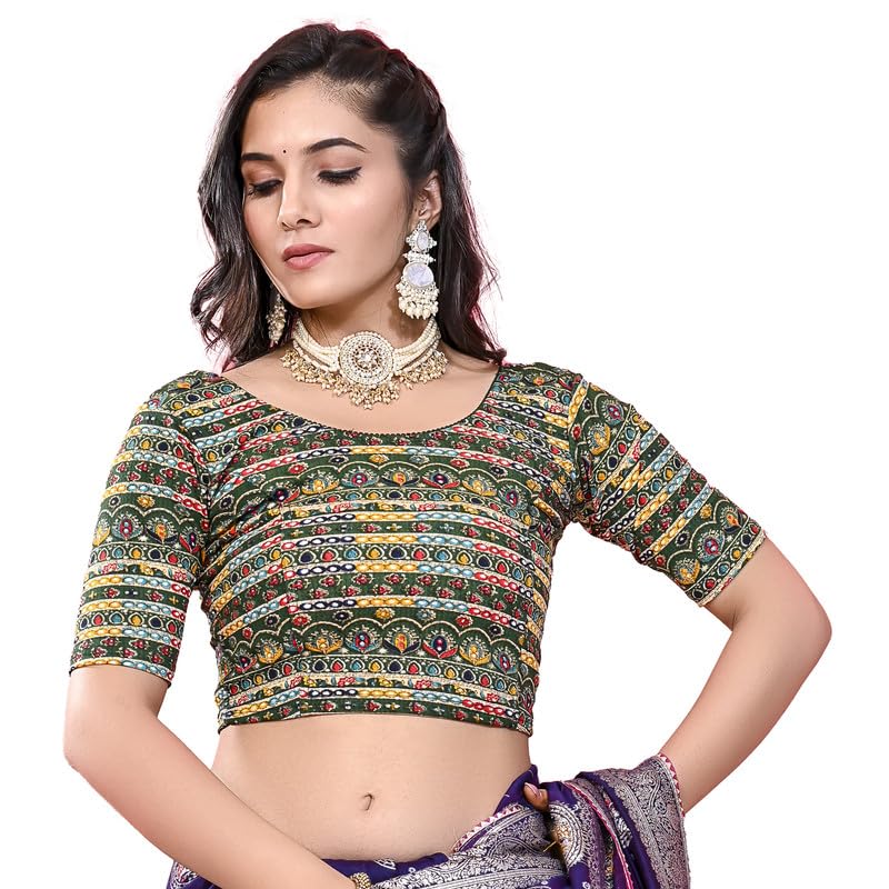 Image of Colorful Street Cotton Stretchable Round Neck Printed Blouse