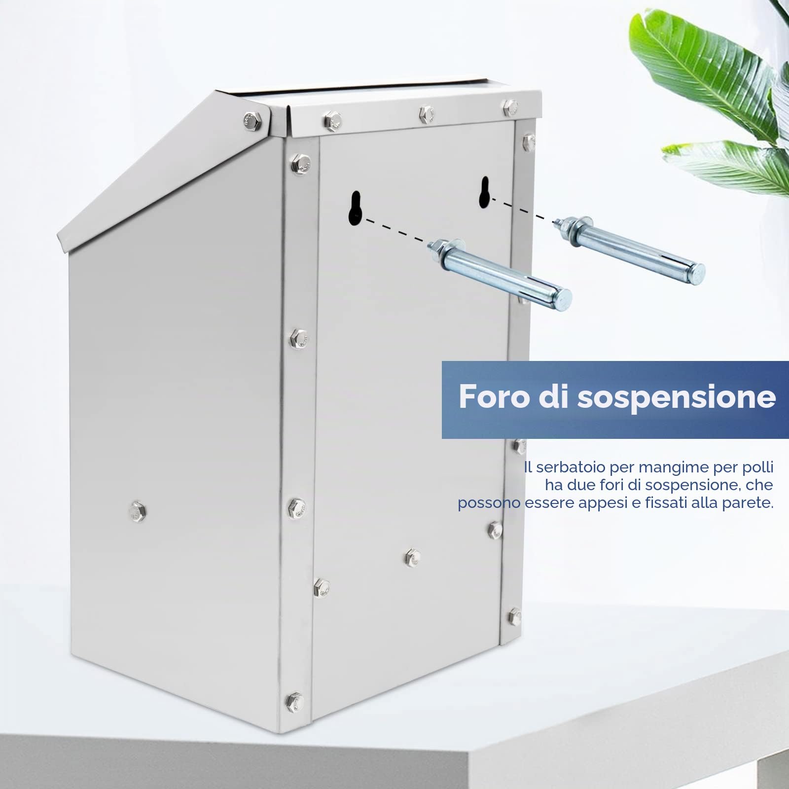 Mangiatoia automatica per polli in acciaio inox con 1 pala, mangiatoia per pollo, 4,5 kg, alimentazione automatica, resistente all'acqua per pollame