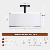 Vista 5 de VONLUCE Lámpara de techo semiempotrada, lámpara de techo de 18 pulgadas con forma difusa, lámpara moderna para dormitorio, sala de estar, entrada