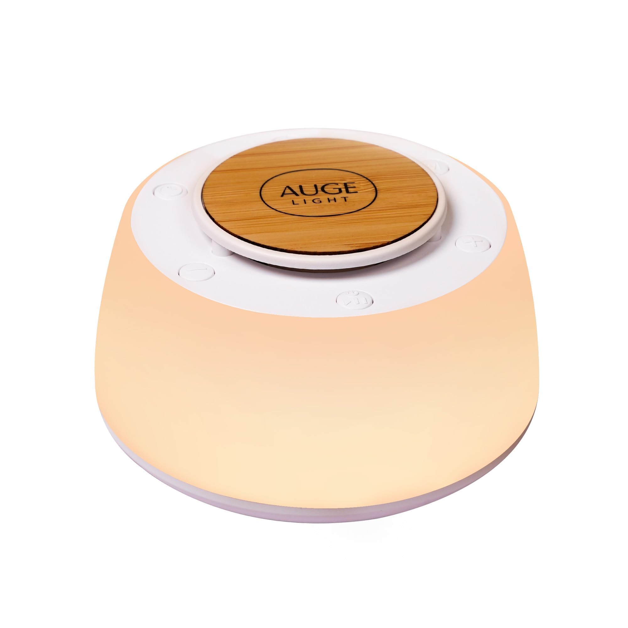 AUGE LIGHT Máquina de sonido de ruido blanco 4 en 1 con luces nocturnas, 30 sonidos relajantes, 32 niveles de volumen, 3 temporizadores, máquina de dormir portátil para bebés, niños y adultos, mesita