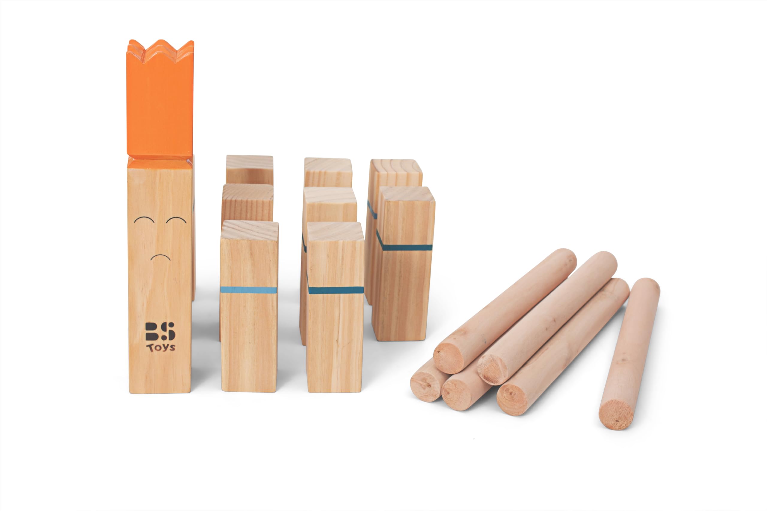 BS Toys Kubb für Kinder, An Active Family Game Wikingerspiel, Kubb Wikingerschach Holz Outdoor Spiel Wurf, Play, Move, Learn!