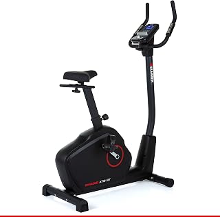 HAMMER 4862 Cardio XT6 BT - Bicicleta estática silenciosa con entrada profunda y sillín cómodo, sistema de masa oscilante de 13 kg, control Bluetooth y aplicación, peso del usuario de 130 kg, 93 x 51