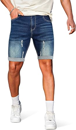 GINGTTO Mens Jean Shorts Slim Fit Stretch Denim Shorts Men