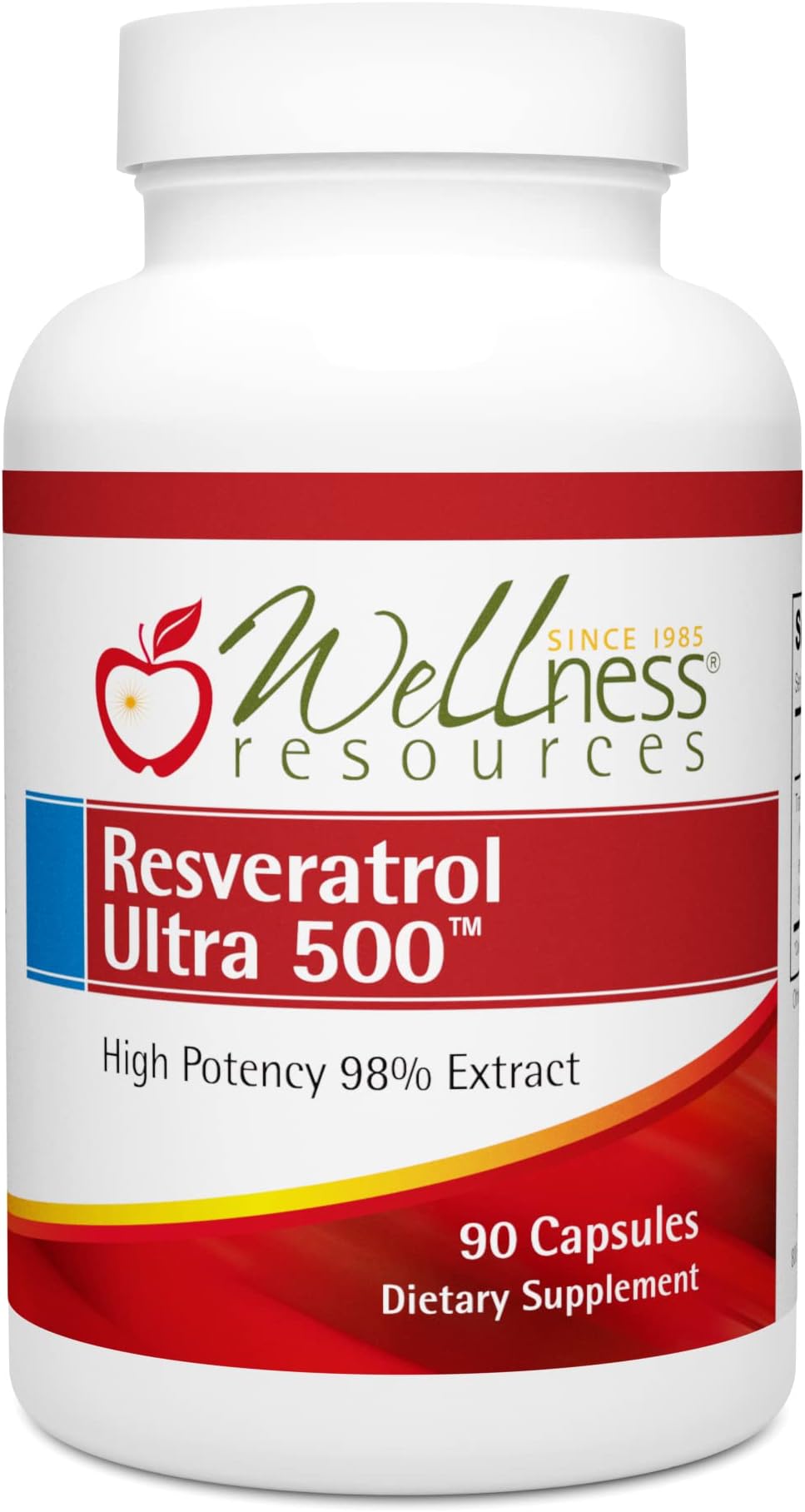 - Wellness Resources Resveratrol Ultra 500 - High Potency 98% Trans-Resveratrol 500mg Per Capsule (90 Capsules) - Bioactive Resveratrol Supplement