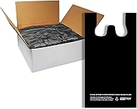 Vista 1 de Bolsas de transporte de camisetas Bagtron, bolsas de plástico desechables con asas para compras y restaurantes, 1/8 barril, 0.51 mils, color negro