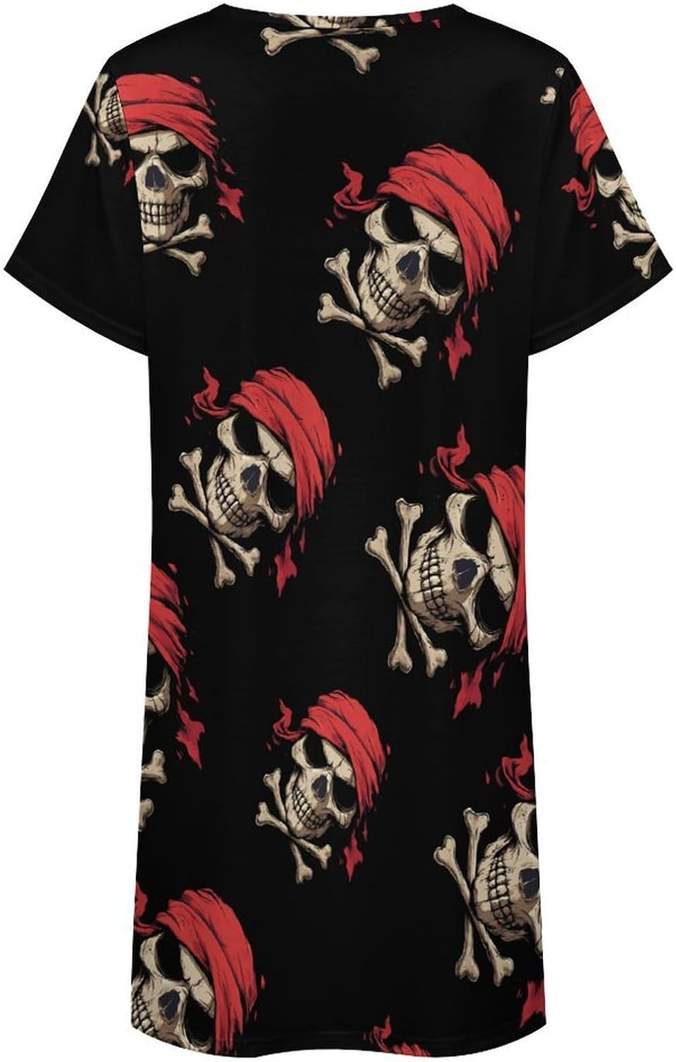 Jolly Roger Piratees Skull Crossbones Womens Nightgown Short Sleeve Sleepshirts Loungewear