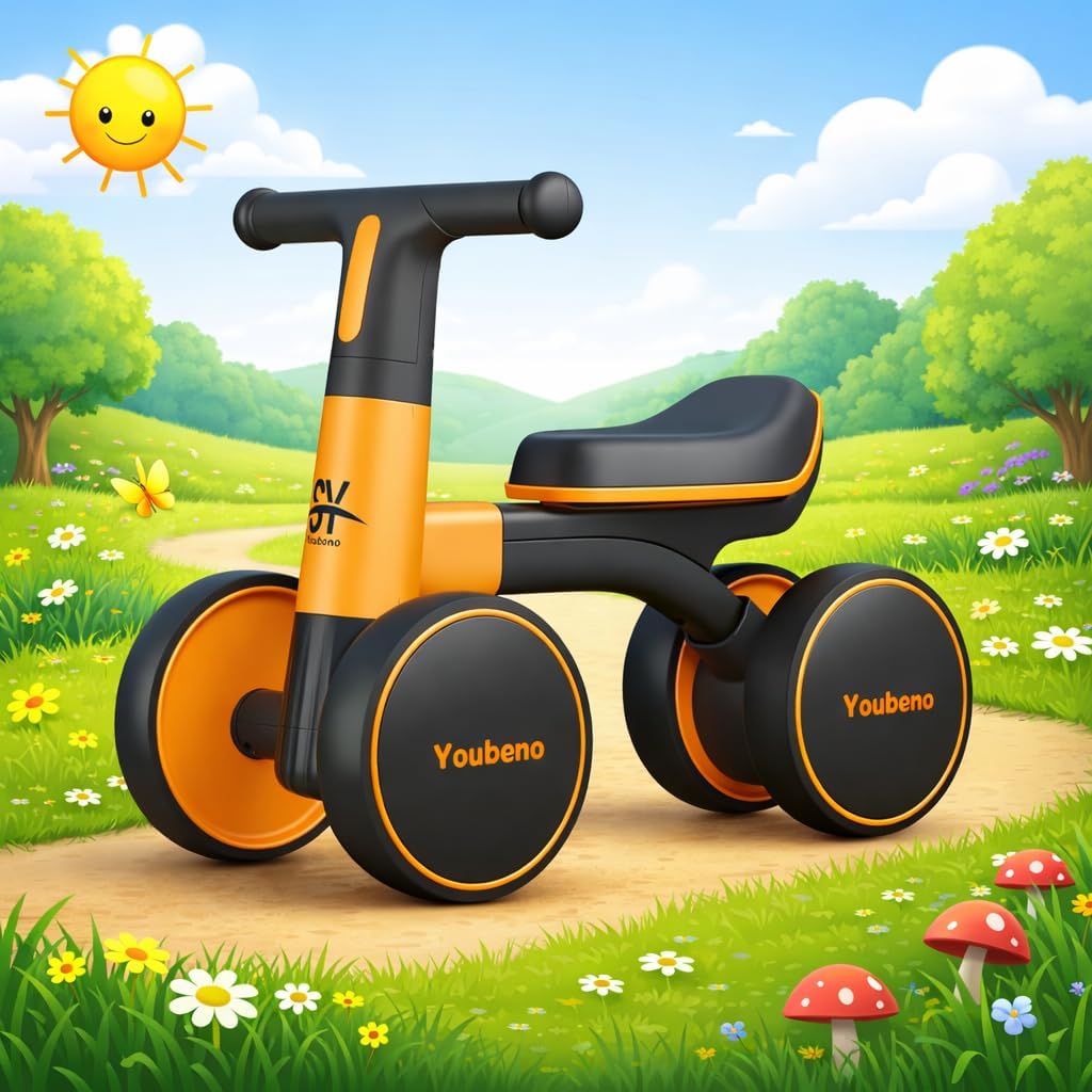 Smooth Classical Kids Trikes Ultra-Lightweight First Push-Walker with Ergonomic Frame & Silent Eva 4-Wheels for 1-3 Years Old Boys & Girls 30kg Capacity. (KB-167 Orange)