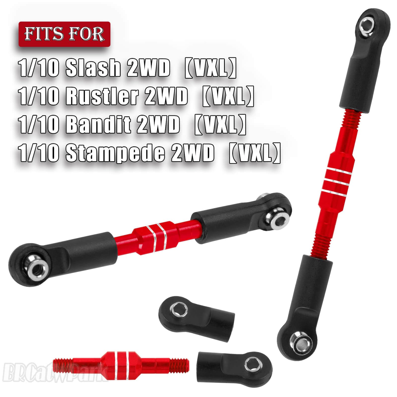 BRCatWPark Aluminum Turnbuckles Camber Links Upgrades Part for 1/10 Slash 2WD VXL/Rustler 2WD VXL/Bandit 2WD VXL/Stampede 2WD VXL,RC Alloy Adjustable Turnbuckles Hop-Up,Red